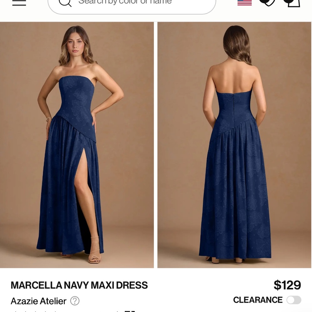 Azazie Marcella Navy Blue Formal Asymmetrical Dress